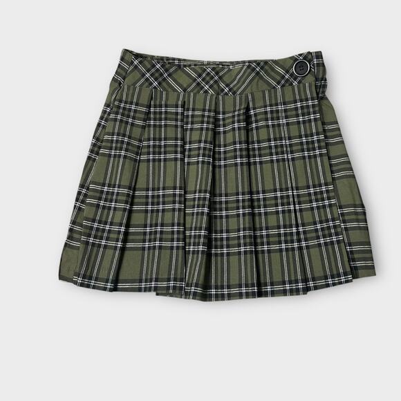 Joe Benbasset Plaid Pleated Mini Skirt Green Black‎ Preppy Y2K Academia Medium - Picture 1 of 7